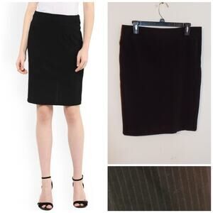 Liz Claiborne Classic Black w/ Gray Pinstripe Versatile Pencil Skirt Size 10